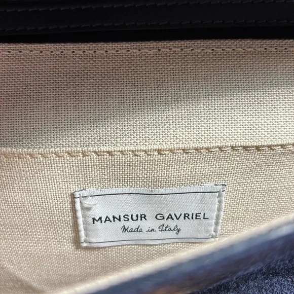 Mansur Gabriel Navy Suede Bag - Picture 2 of 8